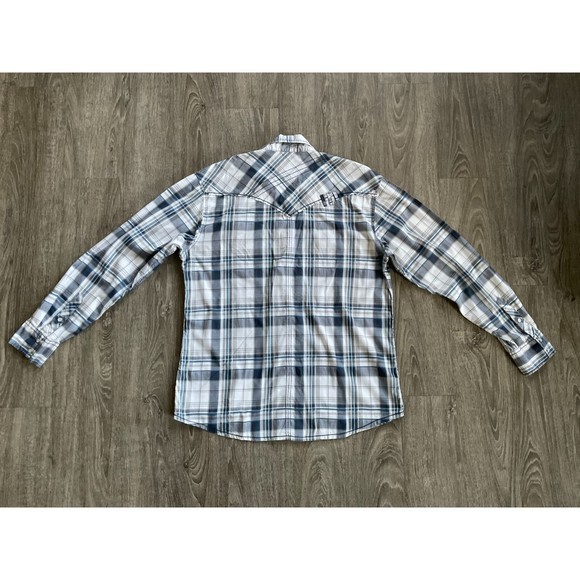 BKE Athletic Fit Stretch Pearl Snap Shirt Western Button Down Size XL Plaid EUC - Picture 4 of 6